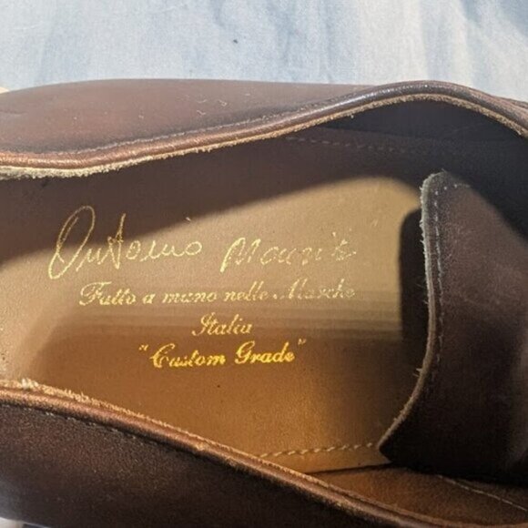 Antonio Maurizi Brown Leather Oxford Derby Shoes Men Size 40 Custom Grade - Picture 4 of 9